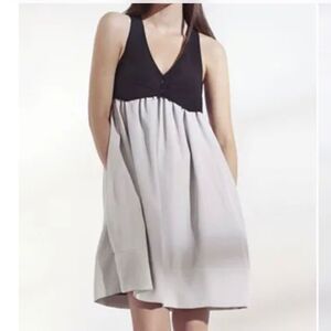 ALEXANDER WANG BLACK/GRAY SLEEVELESS V-NECK DRESS Size Medium